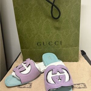 Gucci Pastel Purple and Mint Sandals